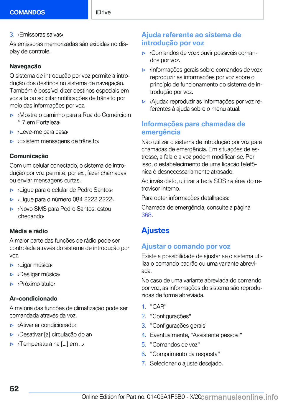 BMW X3 M 2021  Manual do condutor (in Portuguese) �3�.