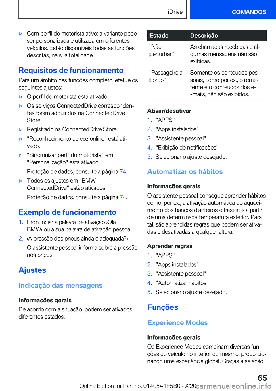 BMW X3 M 2021  Manual do condutor (in Portuguese) 'x�C�o�m��p�e�r�f�i�l��d�o��m�o�t�o�r�i�s�t�a��a�t�i�v�o�:��a��v�a�r�i�a�n�t�e��p�o�d�e
�s�e�r��p�e�r�s�o�n�a�l�i�z�a�d�a��e��u�t�i�l�i�z�a�d�a��e�m��d�i�f�e�r�e�n�t�e�s
�v�e�