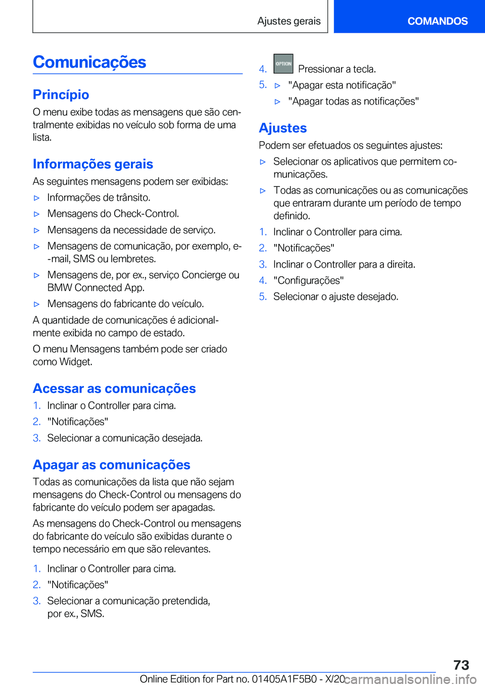 BMW X3 M 2021  Manual do condutor (in Portuguese) �C�o�m�u�n�i�c�a�