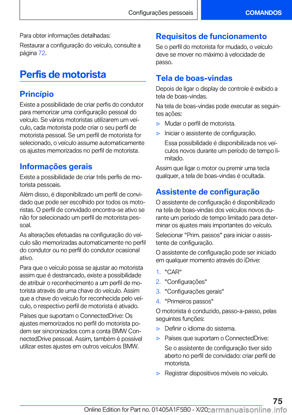 BMW X3 M 2021  Manual do condutor (in Portuguese) �P�a�r�a��o�b�t�e�r��i�n�f�o�r�m�a�