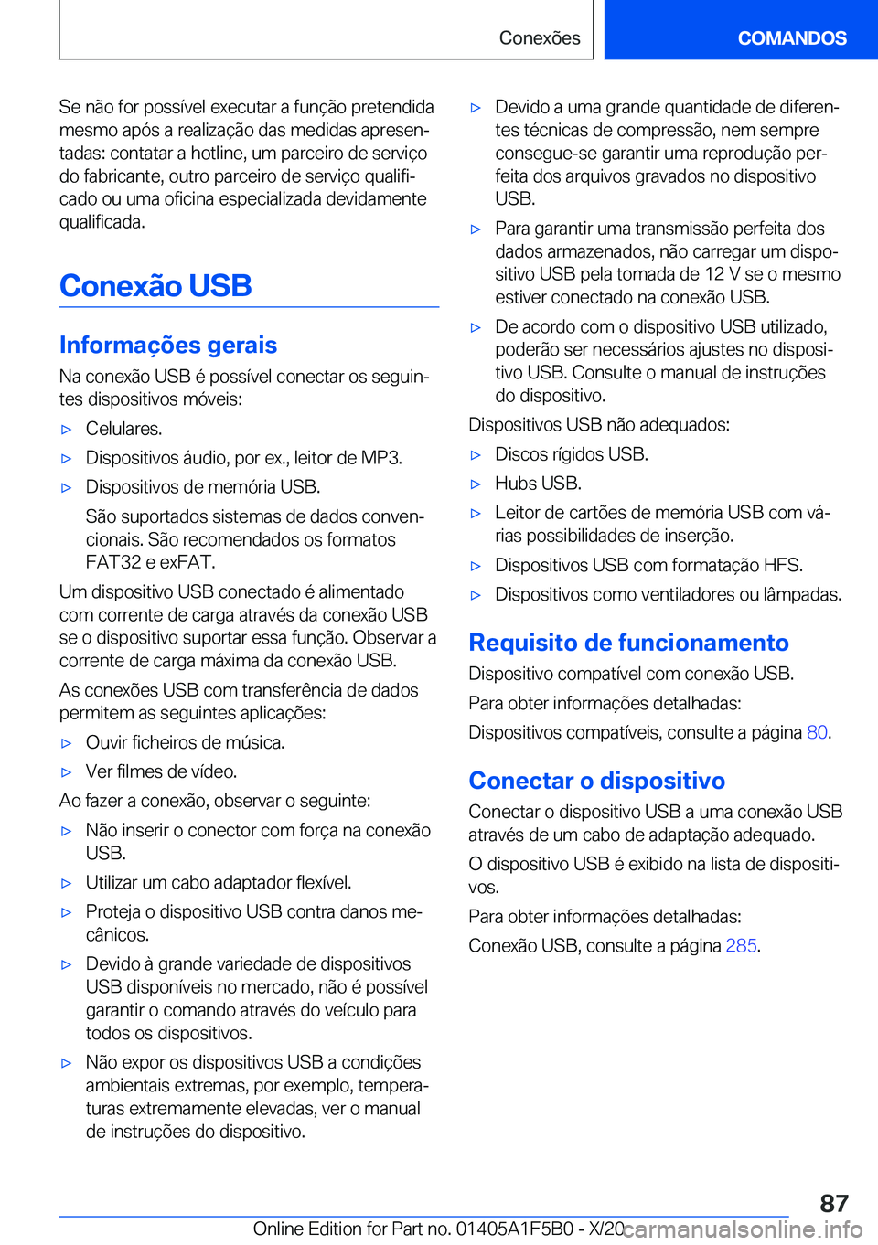 BMW X3 M 2021  Manual do condutor (in Portuguese) �S�e��n�ã�o��f�o�r��p�o�s�s�