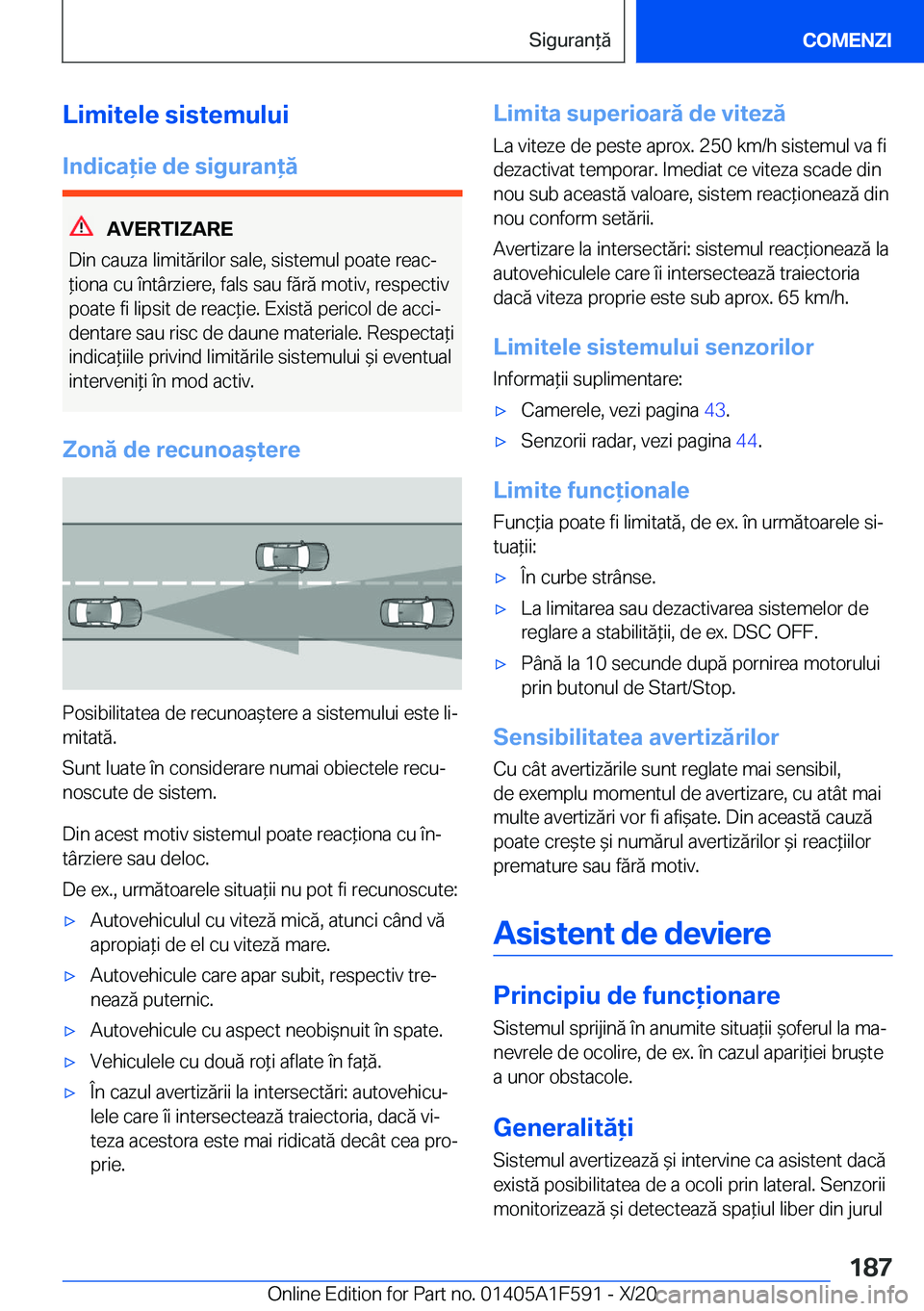 BMW X3 M 2021  Ghiduri De Utilizare (in Romanian) �L�i�m�i�t�e�l�e��s�i�s�t�e�m�u�l�u�i�I�n�d�i�c�a�i�e��d�e��s�i�g�u�r�a�n�