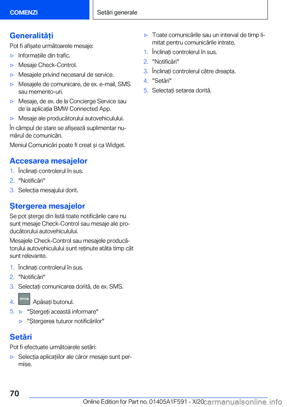 BMW X3 M 2021  Ghiduri De Utilizare (in Romanian) �G�e�n�e�r�a�l�i�t�