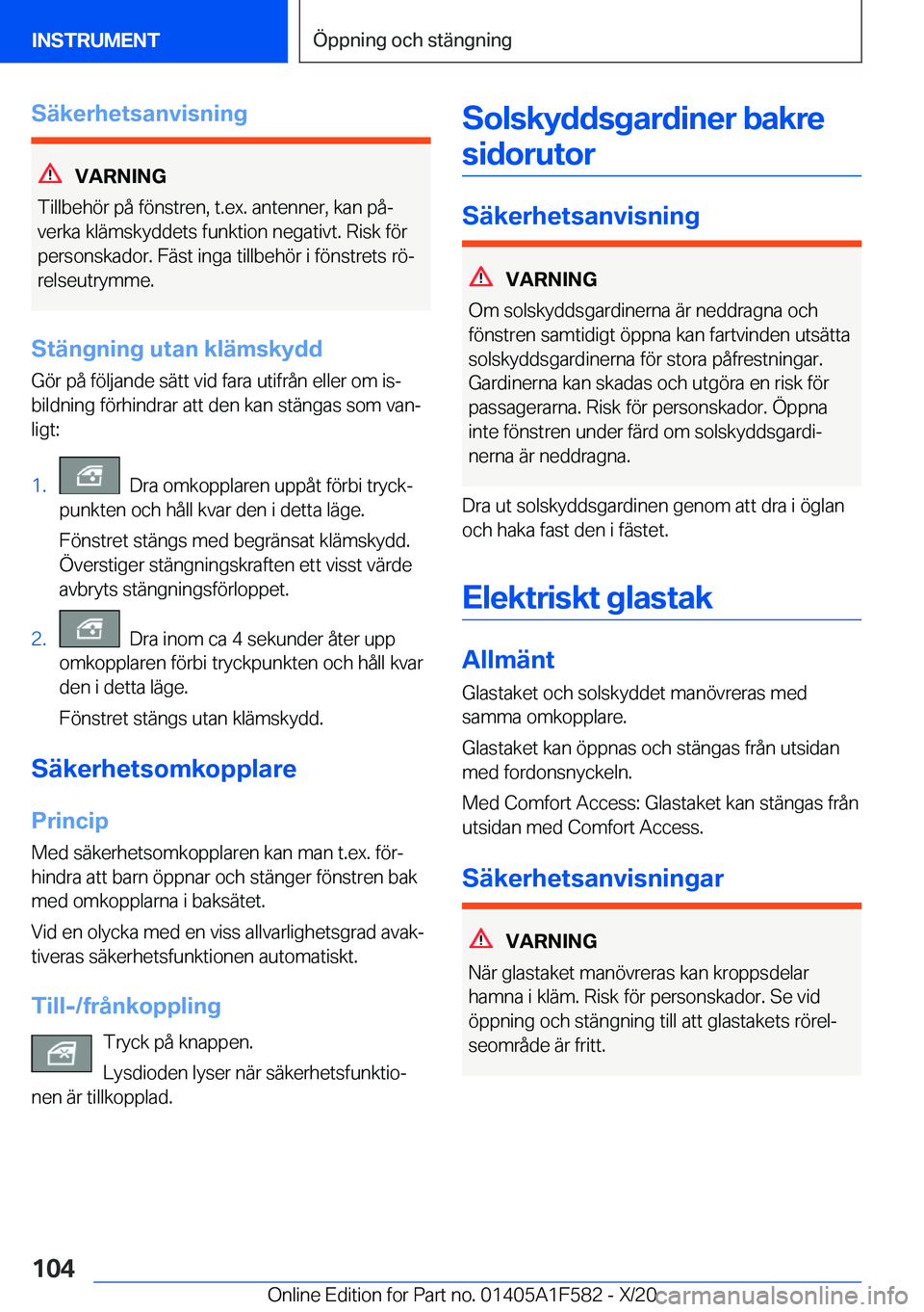 BMW X3 M 2021  InstruktionsbÖcker (in Swedish) �S�ä�k�e�r�h�e�t�s�a�n�v�i�s�n�i�n�g
�V�A�R�N�I�N�G
�T�i�l�l�b�e�h�