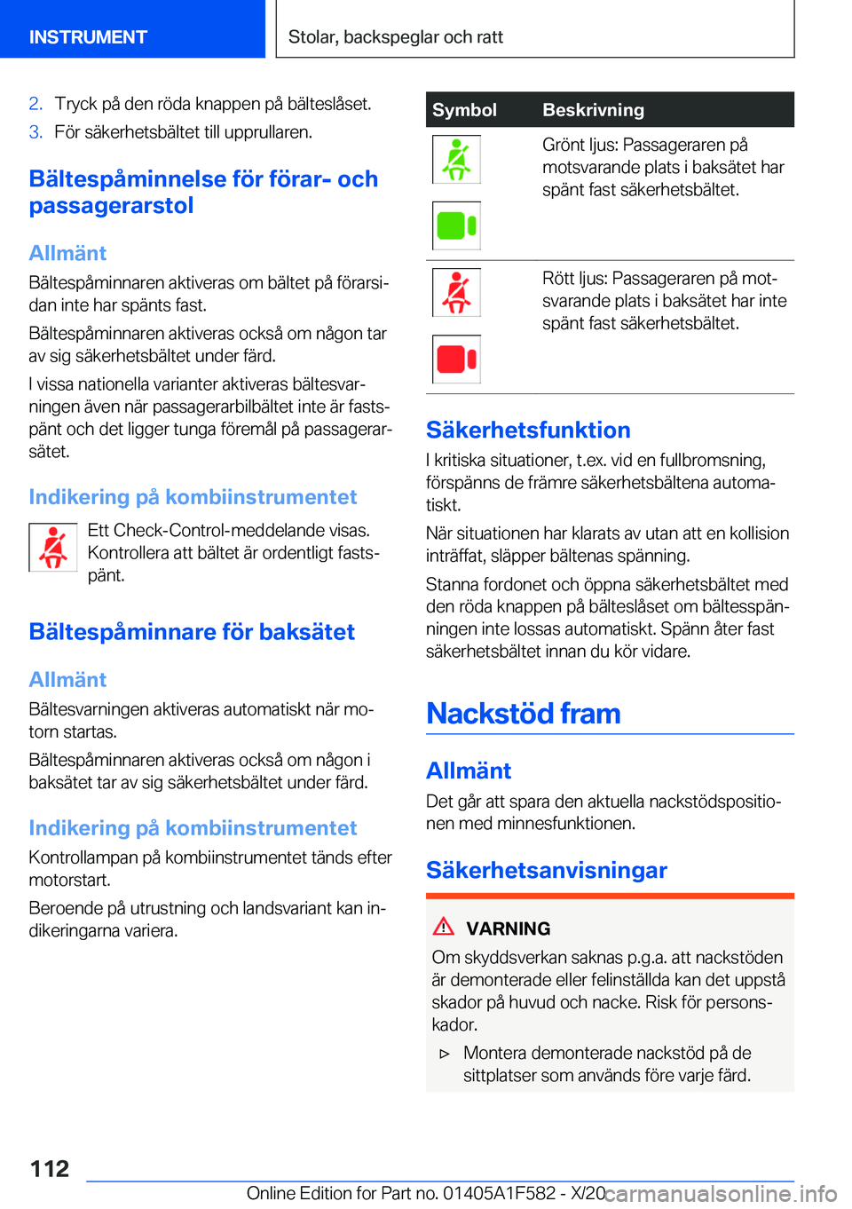 BMW X3 M 2021  InstruktionsbÖcker (in Swedish) �2�.�T�r�y�c�k��p�å��d�e�n��r�