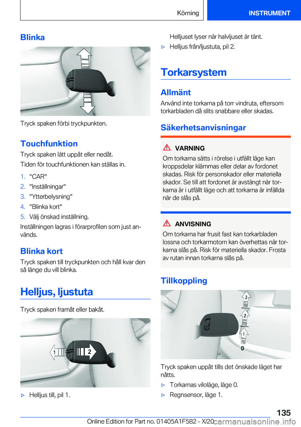 BMW X3 M 2021  InstruktionsbÖcker (in Swedish) �B�l�i�n�k�a
�T�r�y�c�k��s�p�a�k�e�n��f�