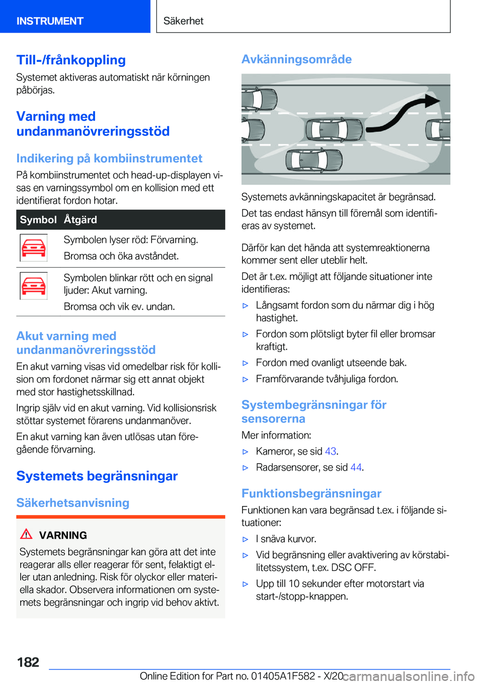 BMW X3 M 2021  InstruktionsbÖcker (in Swedish) �T�i�l�l�-�/�f�r�å�n�k�o�p�p�l�i�n�g�S�y�s�t�e�m�e�t��a�k�t�i�v�e�r�a�s��a�u�t�o�m�a�t�i�s�k�t��n�ä�r��k�