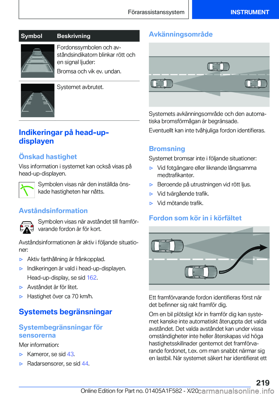 BMW X3 M 2021  InstruktionsbÖcker (in Swedish) �S�y�m�b�o�l�B�e�s�k�r�i�v�n�i�n�g�F�o�r�d�o�n�s�s�y�m�b�o�l�e�n��o�c�h��a�vj
�s�t�å�n�d�s�i�n�d�i�k�a�t�o�r�n��b�l�i�n�k�a�r��r�