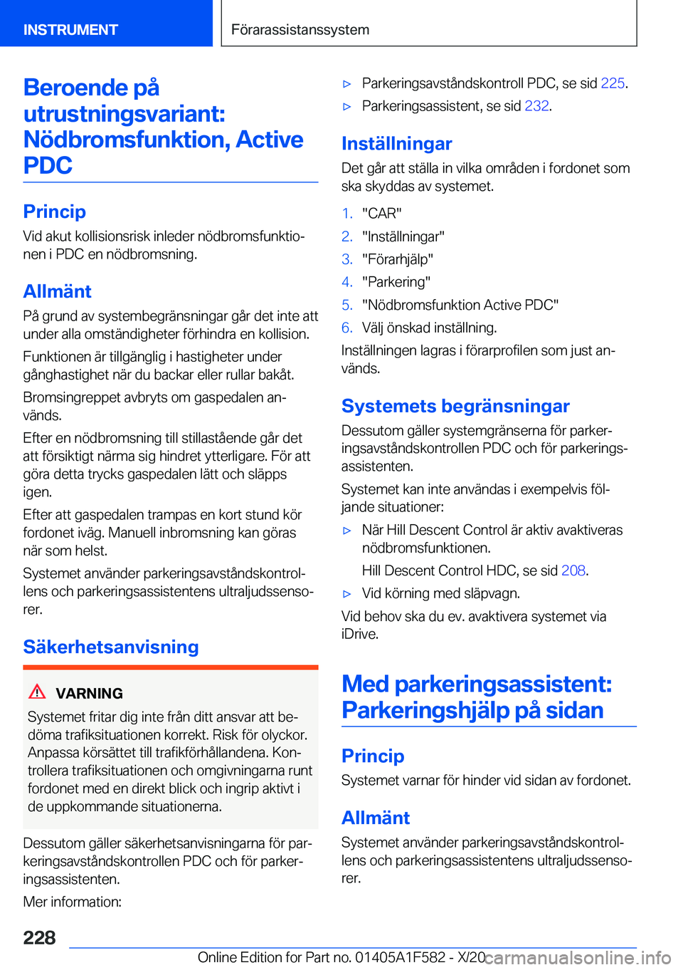 BMW X3 M 2021  InstruktionsbÖcker (in Swedish) �B�e�r�o�e�n�d�e��p�å�u�t�r�u�s�t�n�i�n�g�s�v�a�r�i�a�n�t�: �N�
