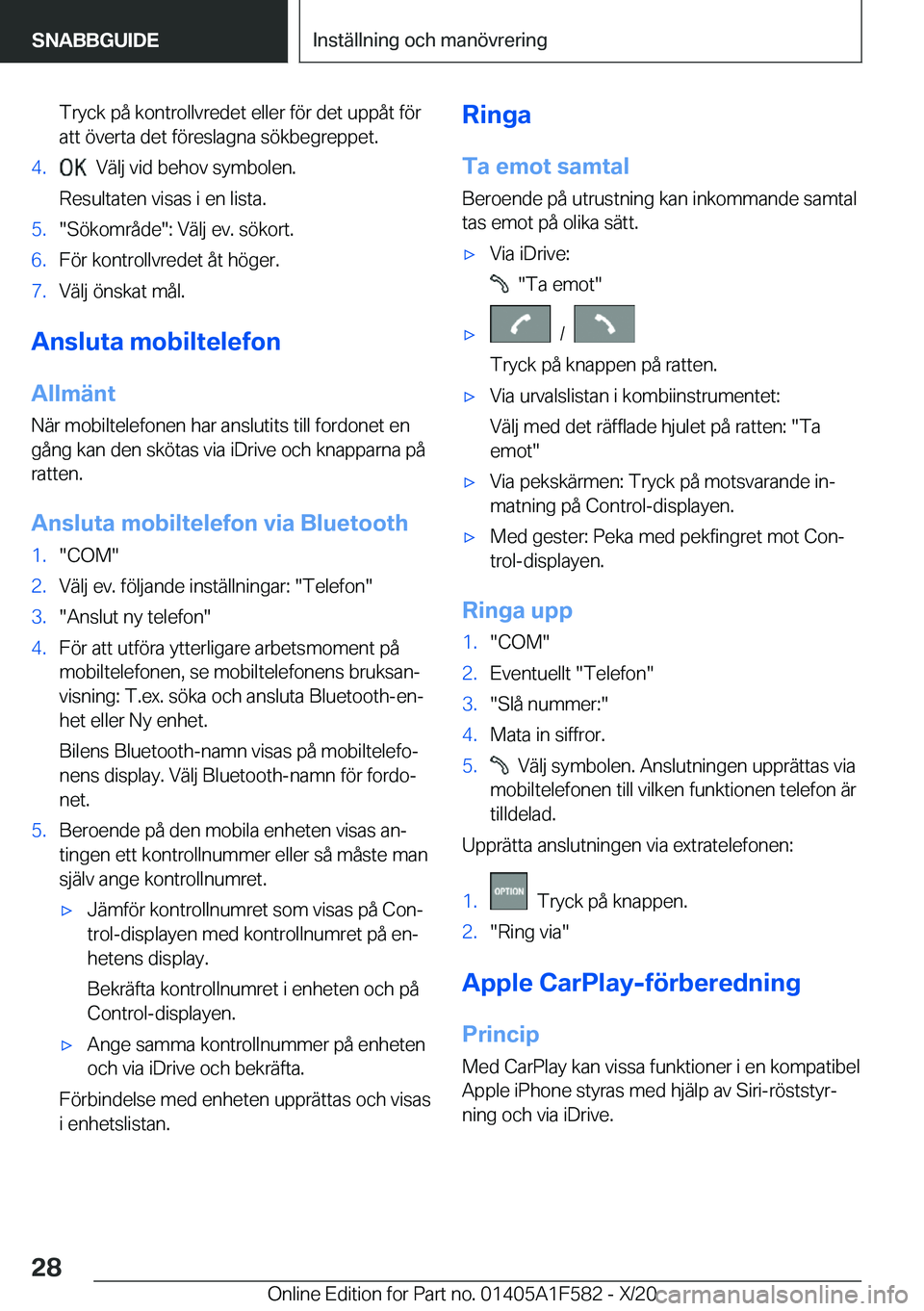 BMW X3 M 2021  InstruktionsbÖcker (in Swedish) �T�r�y�c�k��p�å��k�o�n�t�r�o�l�l�v�r�e�d�e�t��e�l�l�e�r��f�