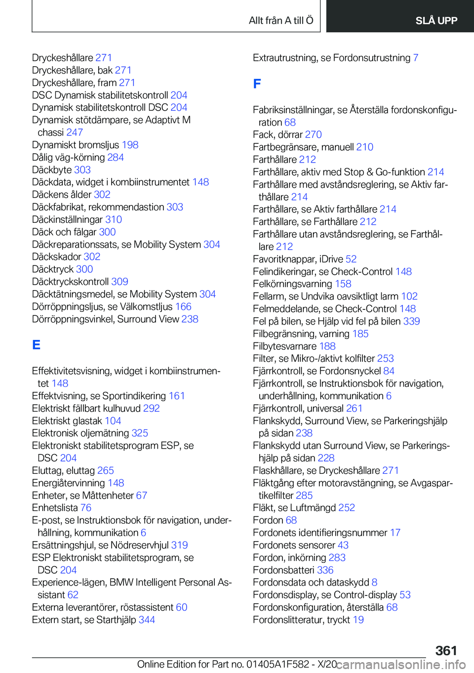 BMW X3 M 2021  InstruktionsbÖcker (in Swedish) �D�r�y�c�k�e�s�h�å�l�l�a�r�e��2�7�1�
�D�r�y�c�k�e�s�h�å�l�l�a�r�e�,��b�a�k� �2�7�1�
�D�r�y�c�k�e�s�h�å�l�l�a�r�e�,��f�r�a�m� �2�7�1�
�D�S�C��D�y�n�a�m�i�s�k��s�t�a�b�i�l�i�t�e�t�s�k�o�n�t
