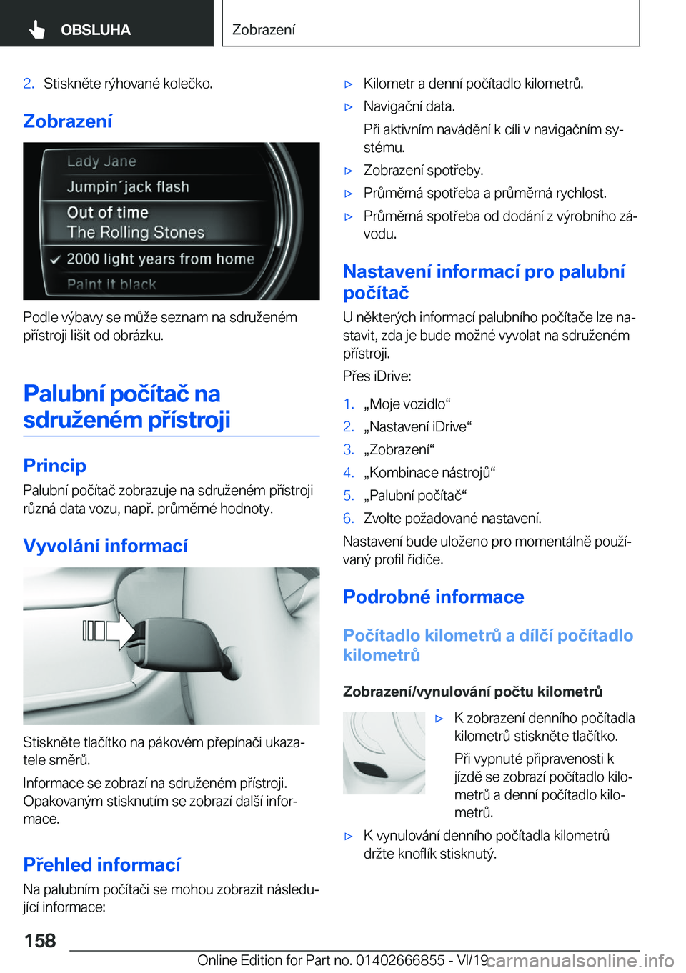 BMW X3 M 2020  Návod na použití (in Czech) �2�.�S�t�i�s�k�n�
