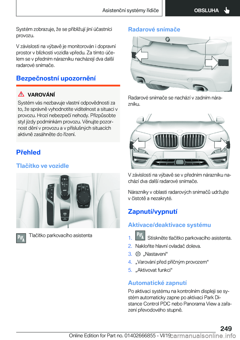 BMW X3 M 2020  Návod na použití (in Czech) �S�y�s�t�