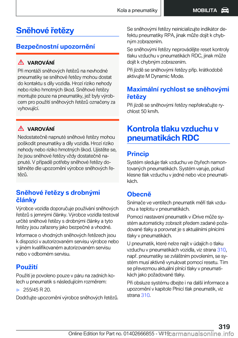 BMW X3 M 2020  Návod na použití (in Czech) �S�n�ě�h�o�v�