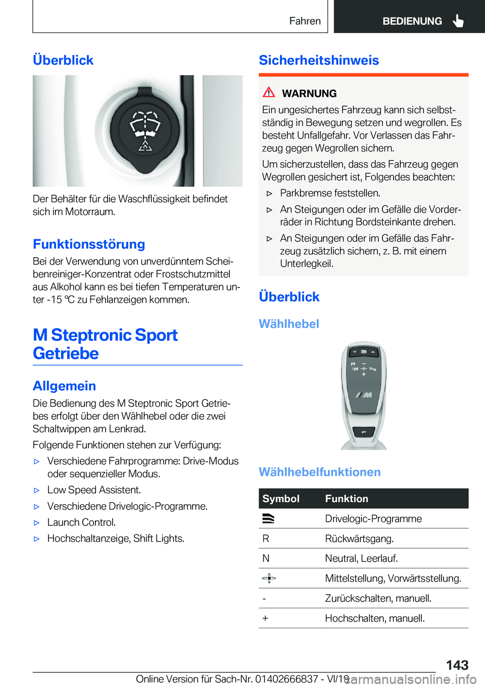 BMW X3 M 2020  Betriebsanleitungen (in German) �