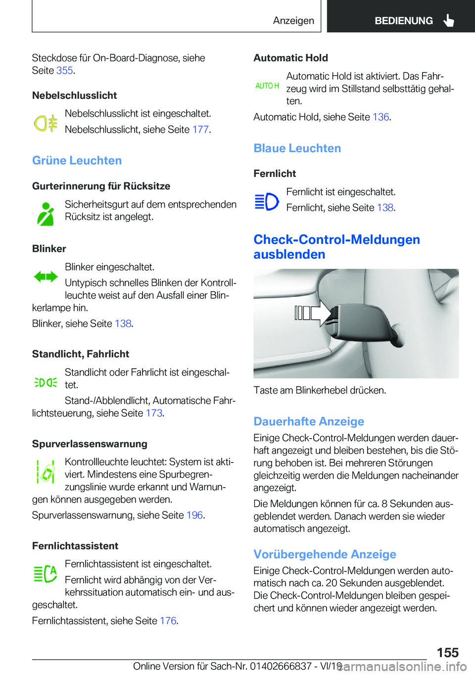 BMW X3 M 2020  Betriebsanleitungen (in German) �S�t�e�c�k�d�o�s�e��f�