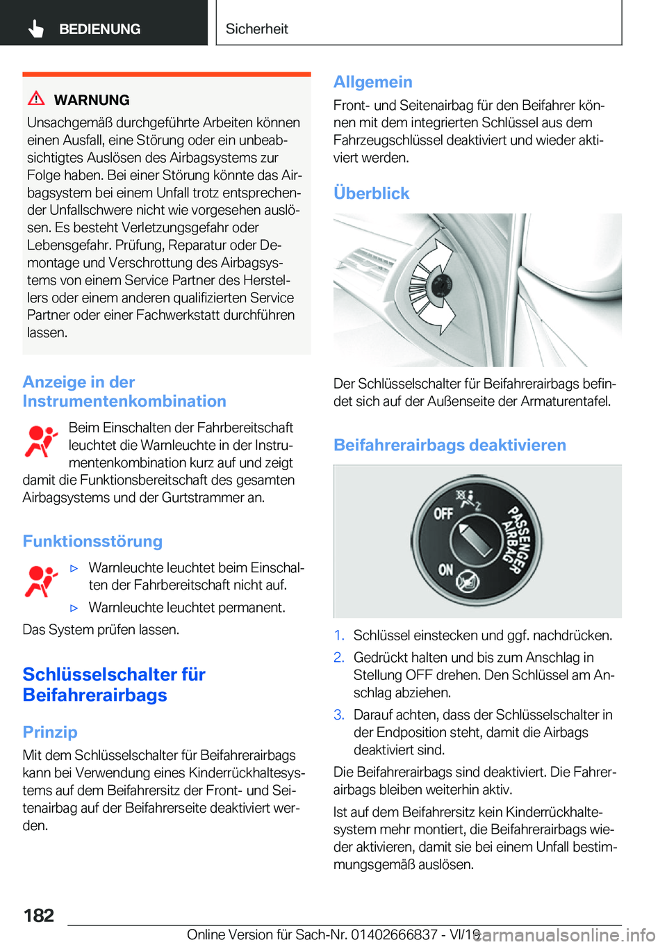 BMW X3 M 2020  Betriebsanleitungen (in German) �W�A�R�N�U�N�G
�U�n�s�a�c�h�g�e�m�