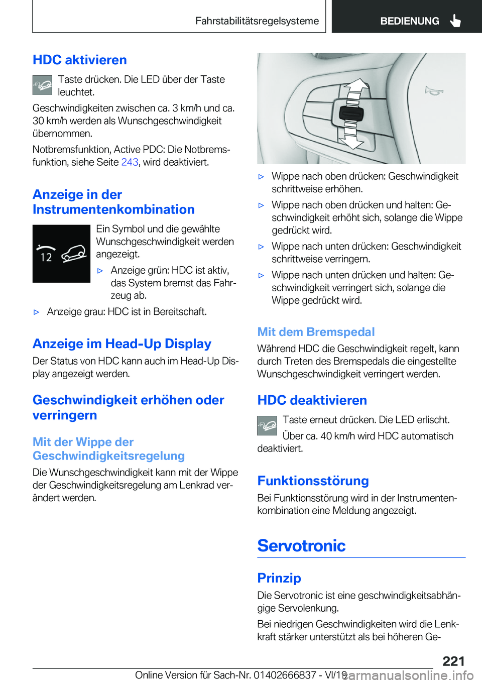 BMW X3 M 2020  Betriebsanleitungen (in German) �H�D�C��a�k�t�i�v�i�e�r�e�n�T�a�s�t�e��d�r�