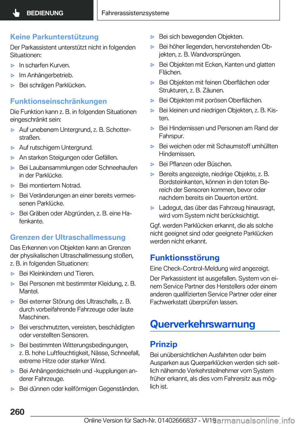 BMW X3 M 2020  Betriebsanleitungen (in German) �K�e�i�n�e��P�a�r�k�u�n�t�e�r�s�t�