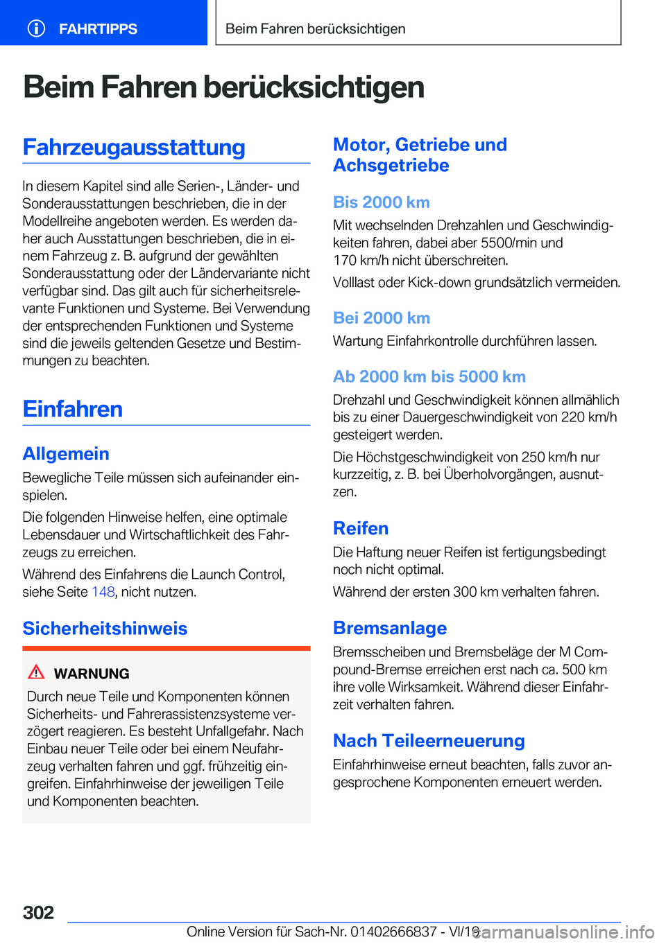 BMW X3 M 2020  Betriebsanleitungen (in German) �B�e�i�m��F�a�h�r�e�n��b�e�r�