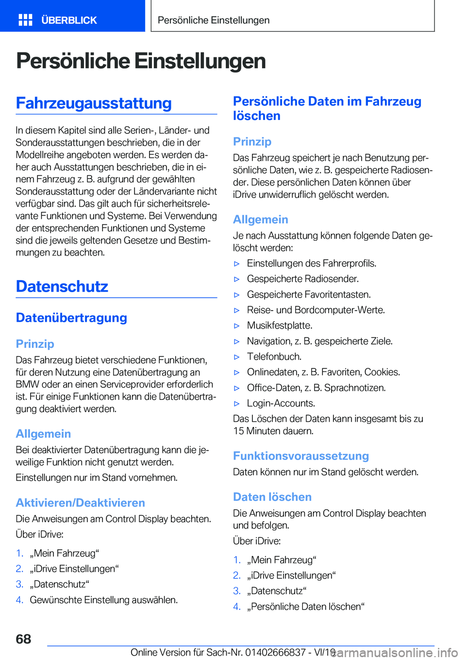 BMW X3 M 2020  Betriebsanleitungen (in German) �P�e�r�s�