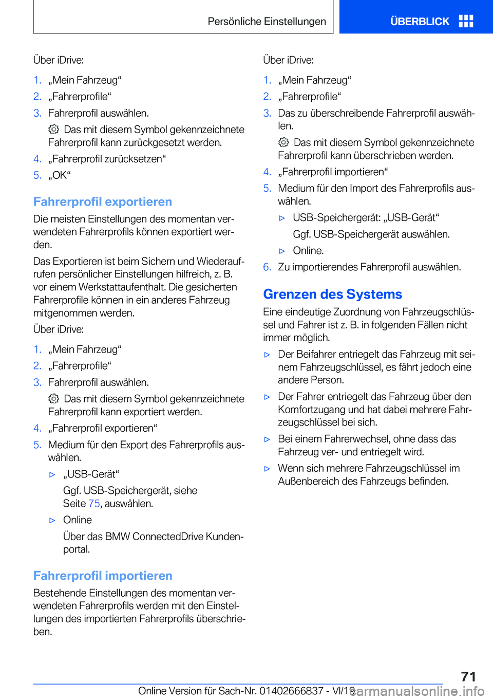 BMW X3 M 2020  Betriebsanleitungen (in German) �