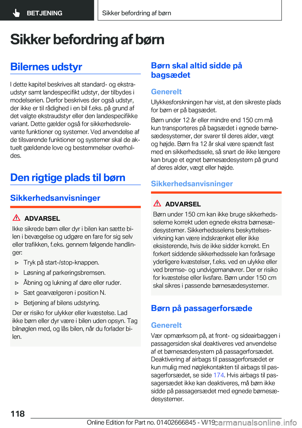 BMW X3 M 2020  InstruktionsbØger (in Danish) �S�i�k�k�e�r��b�e�f�o�r�d�r�i�n�g��a�f��b�