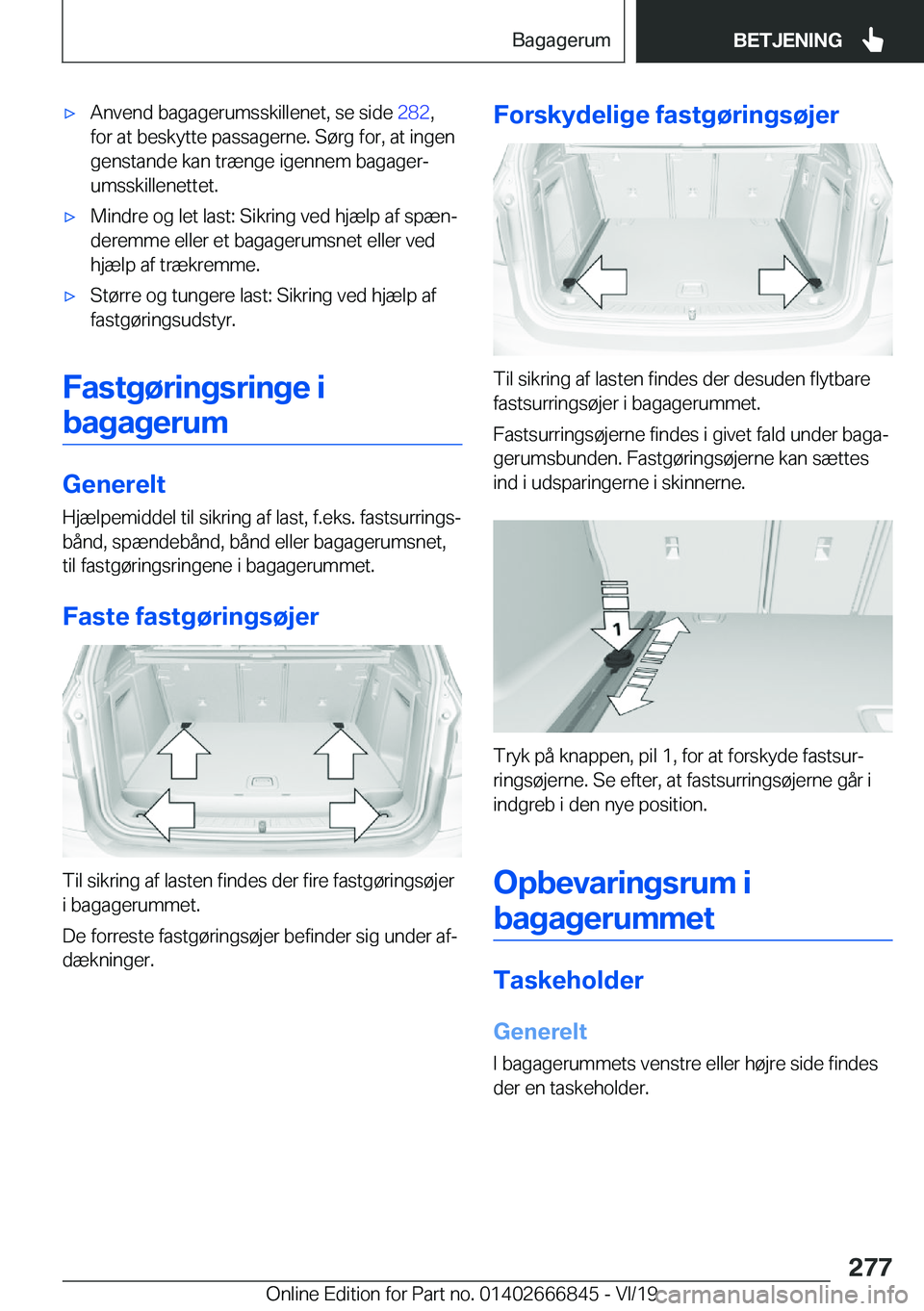 BMW X3 M 2020  InstruktionsbØger (in Danish) 'x�A�n�v�e�n�d��b�a�g�a�g�e�r�u�m�s�s�k�i�l�l�e�n�e�t�,��s�e��s�i�d�e��2�8�2�,
�f�o�r��a�t��b�e�s�k�y�t�t�e��p�a�s�s�a�g�e�r�n�e�.��S�