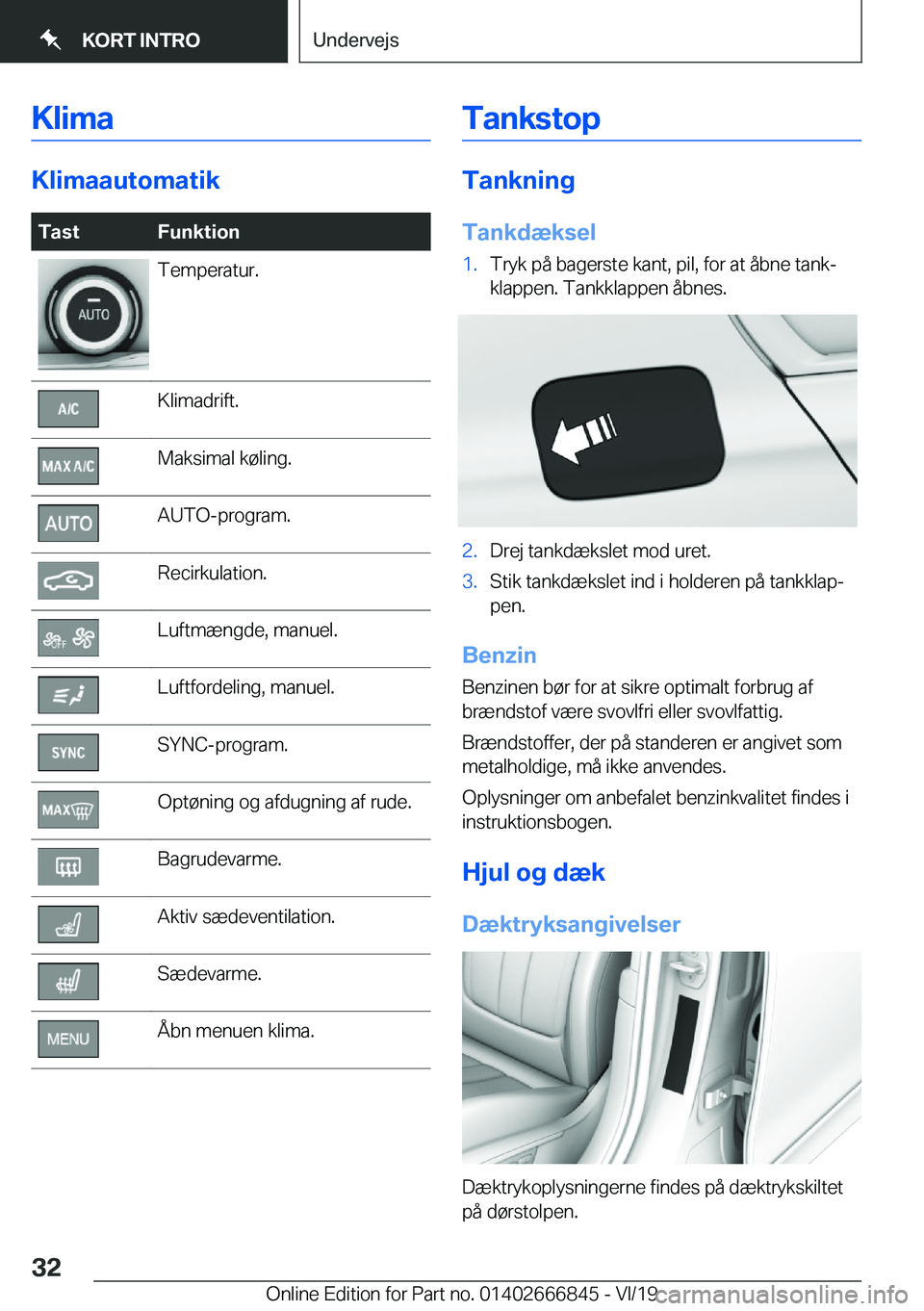 BMW X3 M 2020  InstruktionsbØger (in Danish) �K�l�i�m�a
�K�l�i�m�a�a�u�t�o�m�a�t�i�k
�T�a�s�t�F�u�n�k�t�i�o�n�T�e�m�p�e�r�a�t�u�r�.�K�l�i�m�a�d�r�i�f�t�.�M�a�k�s�i�m�a�l��k�