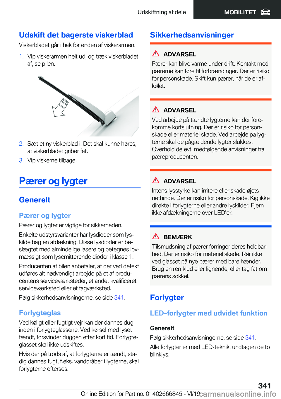 BMW X3 M 2020  InstruktionsbØger (in Danish) �U�d�s�k�i�f�t��d�e�t��b�a�g�e�r�s�t�e��v�i�s�k�e�r�b�l�a�d�V�i�s�k�e�r�b�l�a�d�e�t��g�å�r��i��h�a�k��f�o�r��e�n�d�e�n��a�f��v�i�s�k�e�r�a�r�m�e�n�.�1�.�V�i�p��v�i�s�k�e�r�a�r�m�e�n��h�e�