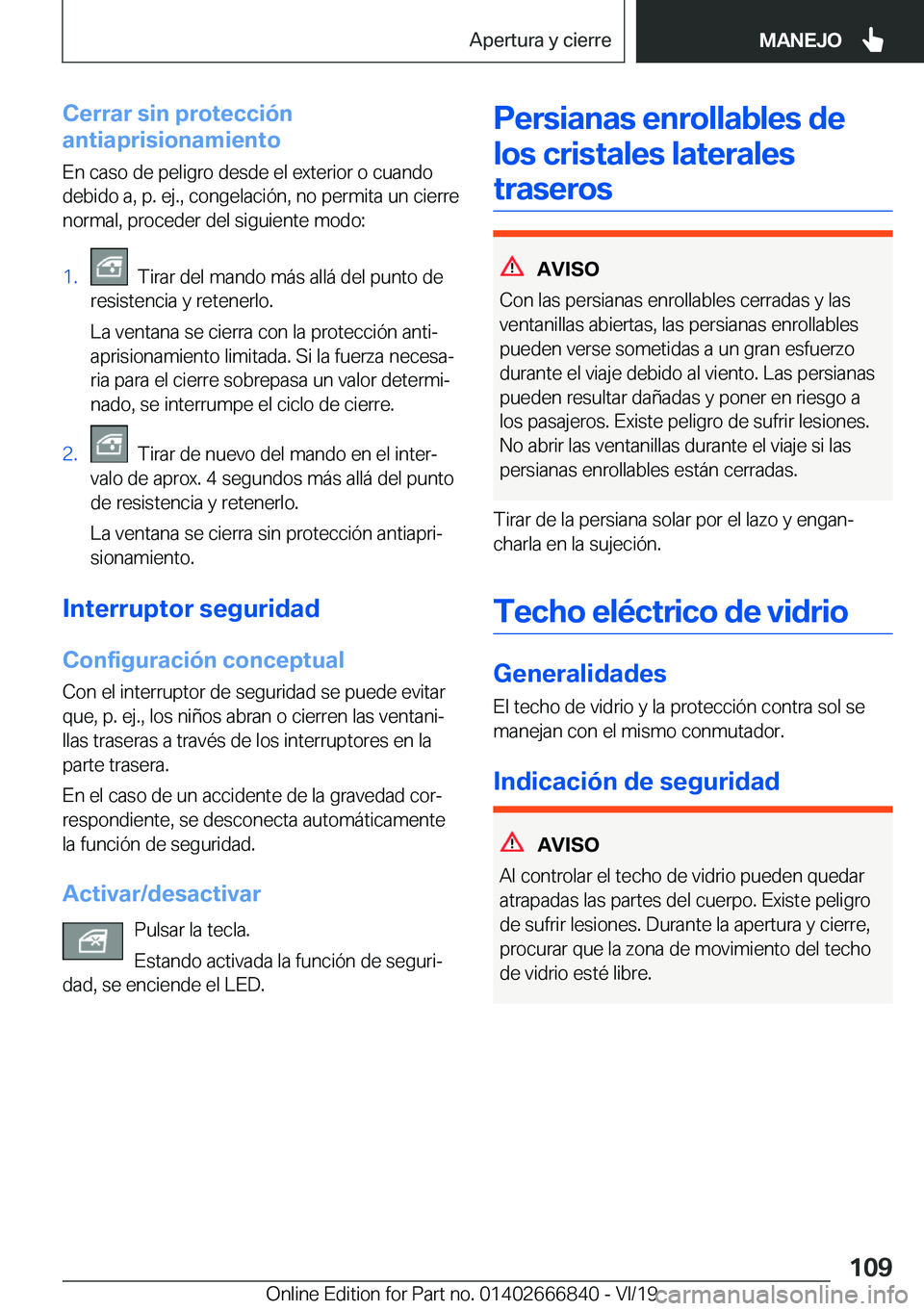 BMW X3 M 2020  Manuales de Empleo (in Spanish) �C�e�r�r�a�r��s�i�n��p�r�o�t�e�c�c�i�