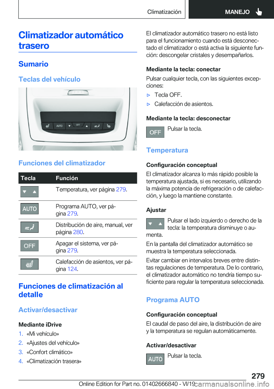 BMW X3 M 2020  Manuales de Empleo (in Spanish) �C�l�i�m�a�t�i�z�a�d�o�r��a�u�t�o�m�