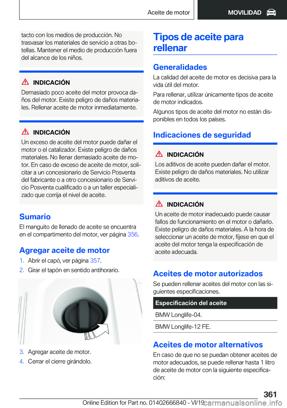 BMW X3 M 2020  Manuales de Empleo (in Spanish) �t�a�c�t�o��c�o�n��l�o�s��m�e�d�i�o�s��d�e��p�r�o�d�u�c�c�i�