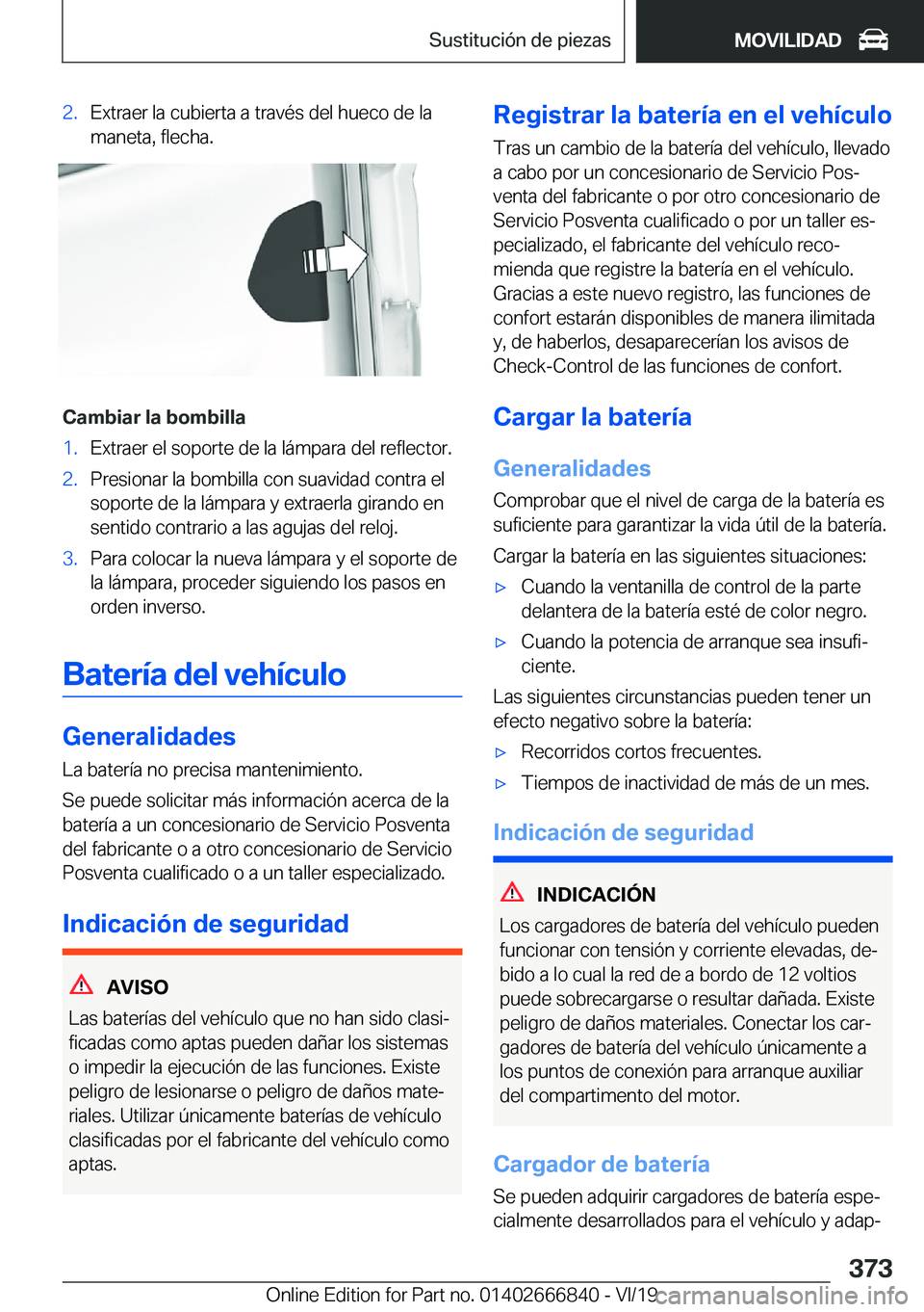 BMW X3 M 2020  Manuales de Empleo (in Spanish) �2�.�E�x�t�r�a�e�r��l�a��c�u�b�i�e�r�t�a��a��t�r�a�v�