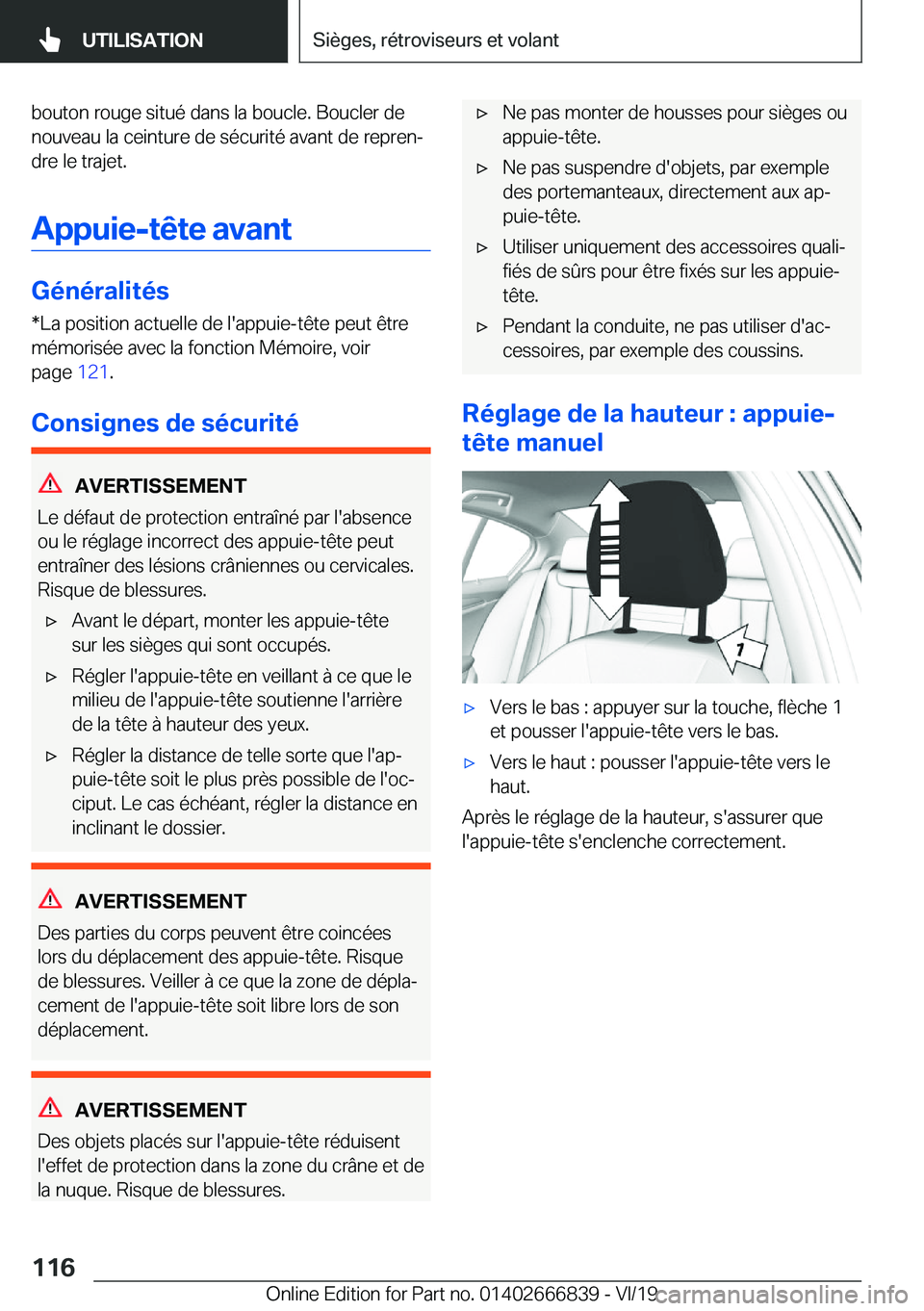 BMW X3 M 2020  Notices Demploi (in French) �b�o�u�t�o�n��r�o�u�g�e��s�i�t�u�é��d�a�n�s��l�a��b�o�u�c�l�e�.��B�o�u�c�l�e�r��d�e
�n�o�u�v�e�a�u��l�a��c�e�i�n�t�u�r�e��d�e��s�é�c�u�r�i�t�é��a�v�a�n�t��d�e��r�e�p�r�e�nj �d�r�e��