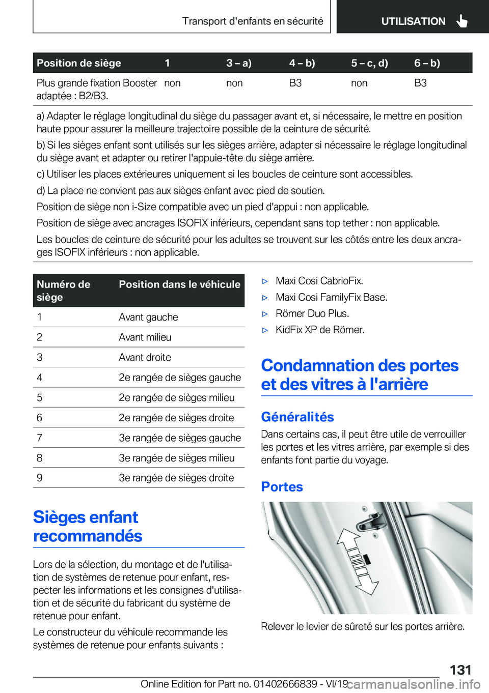 BMW X3 M 2020  Notices Demploi (in French) �P�o�s�i�t�i�o�n��d�e��s�i�è�g�e�1�3�m��a�)�4�m��b�)�5�m��c�,��d�)�6�m��b�)�P�l�u�s��g�r�a�n�d�e��f�i�x�a�t�i�o�n��B�o�o�s�t�e�r
�a�d�a�p�t�é�e��:��B�2�/�B�3�.�n�o�n�n�o�n�B�3�n�
