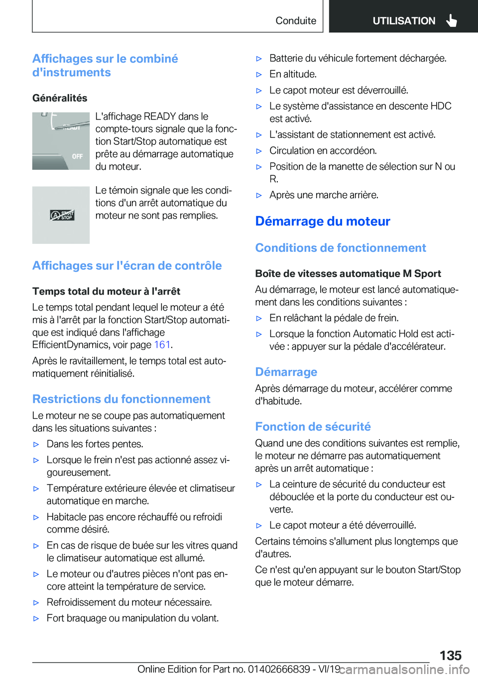 BMW X3 M 2020  Notices Demploi (in French) �A�f�f�i�c�h�a�g�e�s��s�u�r��l�e��c�o�m�b�i�n�é
�d�'�i�n�s�t�r�u�m�e�n�t�s
�G�é�n�é�r�a�l�i�t�é�s �L�'�a�f�f�i�c�h�a�g�e��R�E�A�D�Y��d�a�n�s��l�e
�c�o�m�p�t�e�-�t�o�u�r�s��s�i�g�n�a
