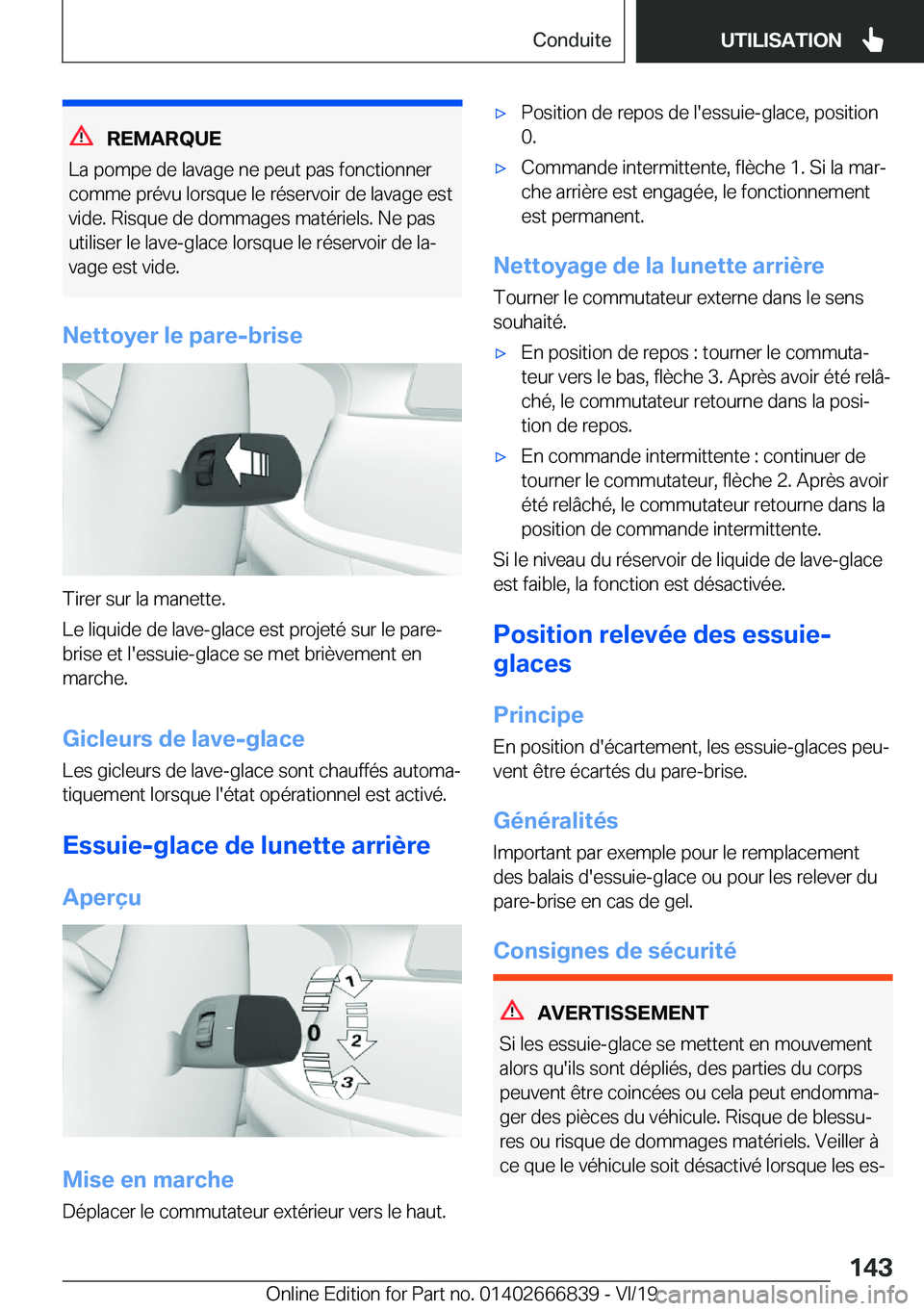 BMW X3 M 2020  Notices Demploi (in French) �R�E�M�A�R�Q�U�E
�L�a��p�o�m�p�e��d�e��l�a�v�a�g�e��n�e��p�e�u�t��p�a�s��f�o�n�c�t�i�o�n�n�e�r
�c�o�m�m�e��p�r�é�v�u��l�o�r�s�q�u�e��l�e��r�é�s�e�r�v�o�i�r��d�e��l�a�v�a�g�e��e�s�t �v�