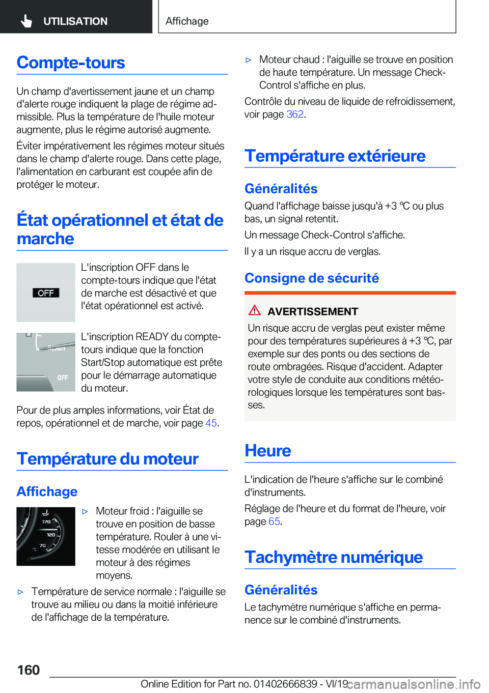 BMW X3 M 2020  Notices Demploi (in French) �C�o�m�p�t�e�-�t�o�u�r�s
�U�n��c�h�a�m�p��d�'�a�v�e�r�t�i�s�s�e�m�e�n�t��j�a�u�n�e��e�t��u�n��c�h�a�m�p
�d�'�a�l�e�r�t�e��r�o�u�g�e��i�n�d�i�q�u�e�n�t��l�a��p�l�a�g�e��d�e��r�é�g�