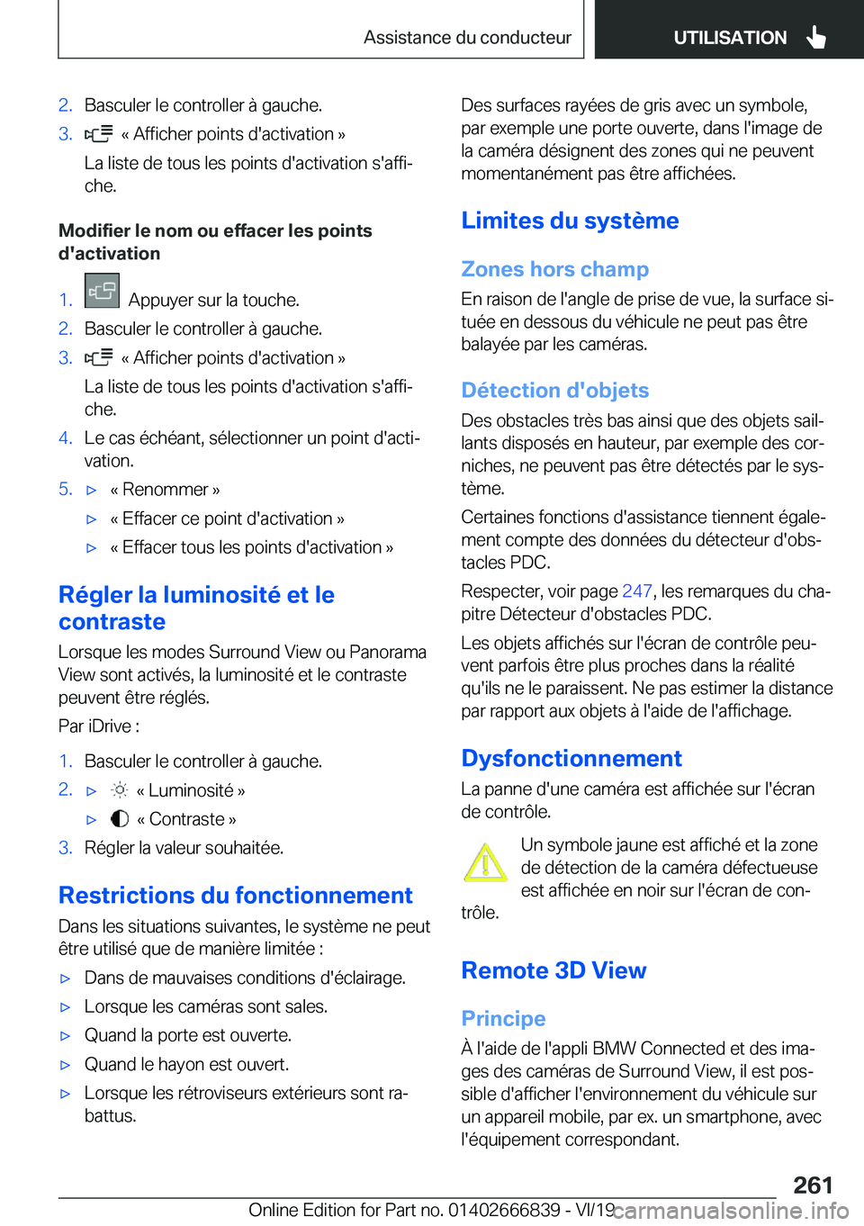 BMW X3 M 2020  Notices Demploi (in French) �2�.�B�a�s�c�u�l�e�r��l�e��c�o�n�t�r�o�l�l�e�r��