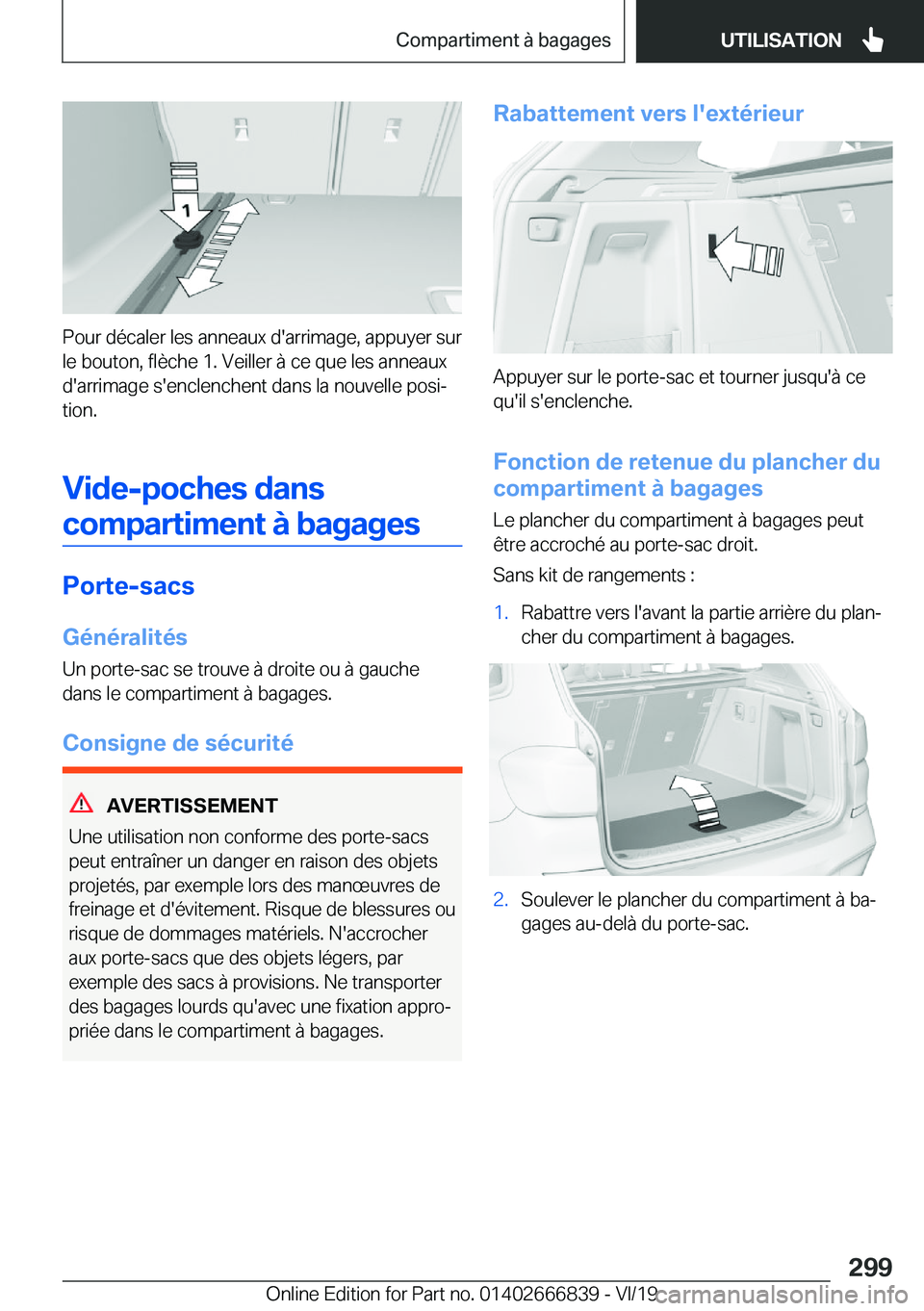 BMW X3 M 2020  Notices Demploi (in French) �P�o�u�r��d�é�c�a�l�e�r��l�e�s��a�n�n�e�a�u�x��d�'�a�r�r�i�m�a�g�e�,��a�p�p�u�y�e�r��s�u�r
�l�e��b�o�u�t�o�n�,��f�l�è�c�h�e��1�.��V�e�i�l�l�e�r��