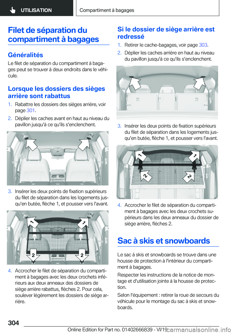 BMW X3 M 2020  Notices Demploi (in French) �F�i�l�e�t��d�e��s�é�p�a�r�a�t�i�o�n��d�u�c�o�m�p�a�r�t�i�m�e�n�t��