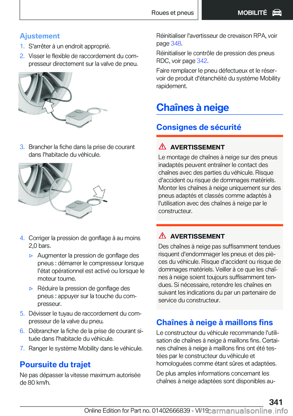 BMW X3 M 2020  Notices Demploi (in French) �A�j�u�s�t�e�m�e�n�t�1�.�S�'�a�r�r�ê�t�e�r��