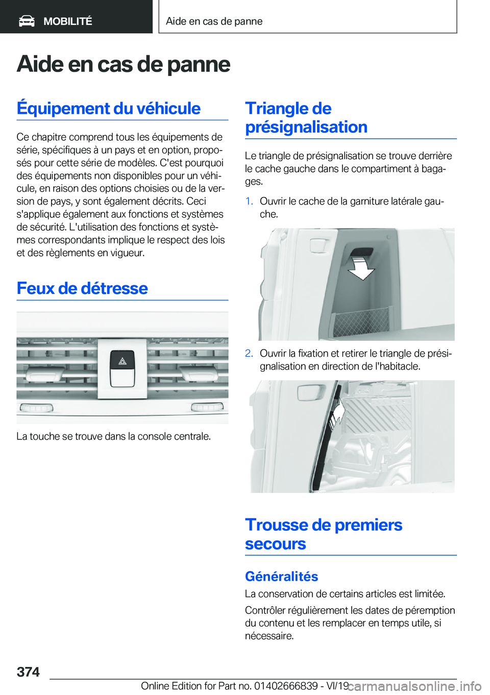 BMW X3 M 2020  Notices Demploi (in French) �A�i�d�e��e�n��c�a�s��d�e��p�a�n�n�e�