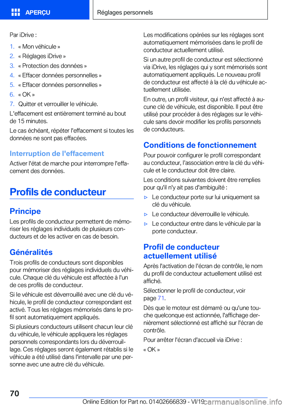 BMW X3 M 2020  Notices Demploi (in French) �P�a�r��i�D�r�i�v�e��:�1�.�k��M�o�n��v�é�h�i�c�u�l�e��{�2�.�k��R�é�g�l�a�g�e�s��i�D�r�i�v�e��{�3�.�k��P�r�o�t�e�c�t�i�o�n��d�e�s��d�o�n�n�é�e�s��{�4�.�k��E�f�f�a�c�e�r��d�o�n�n�é�e�s