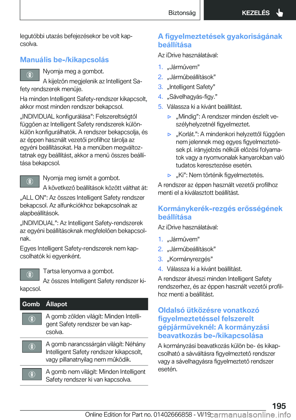 BMW X3 M 2020  Kezelési útmutató (in Hungarian) �l�e�g�u�t�