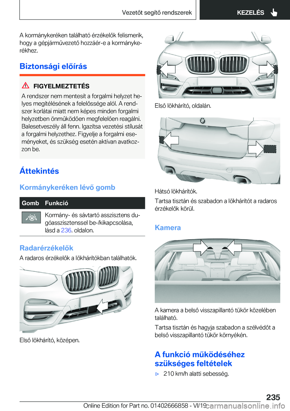 BMW X3 M 2020  Kezelési útmutató (in Hungarian) �A��k�o�r�m�