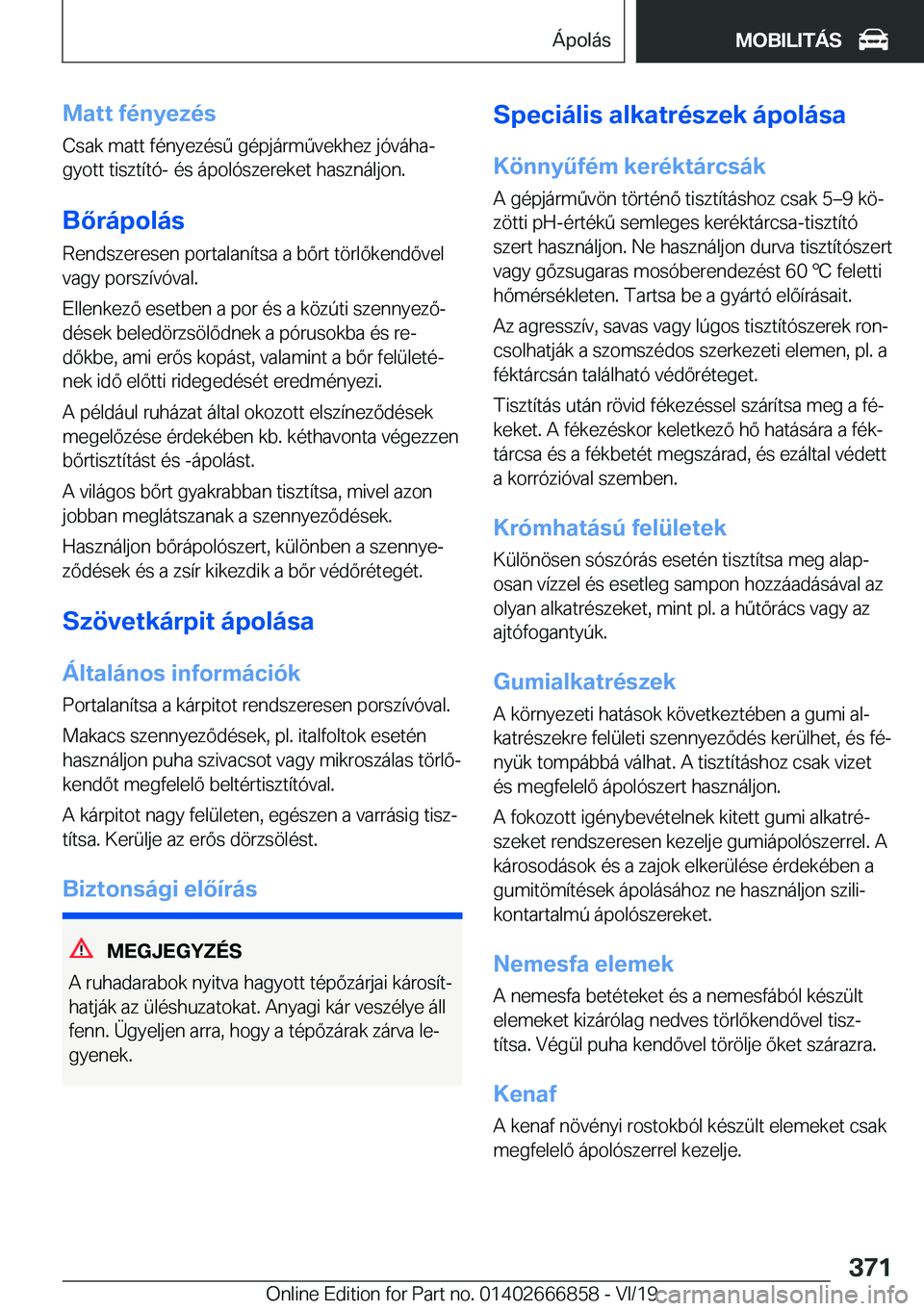 BMW X3 M 2020  Kezelési útmutató (in Hungarian) �M�a�t�t��f�