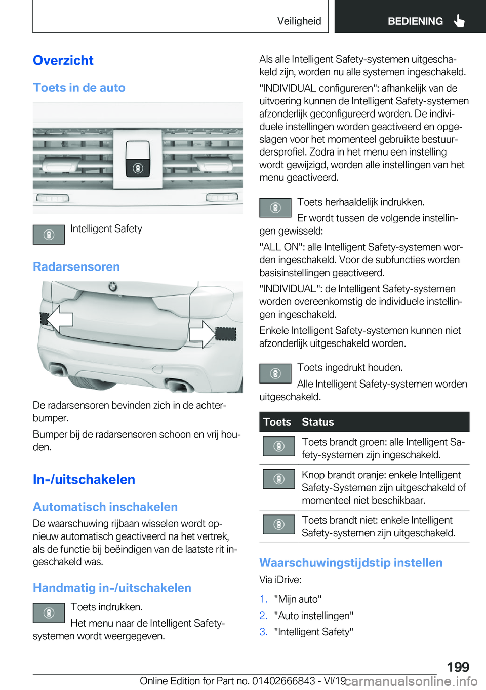 BMW X3 M 2020  Instructieboekjes (in Dutch) �O�v�e�r�z�i�c�h�t�T�o�e�t�s��i�n��d�e��a�u�t�o
�I�n�t�e�l�l�i�g�e�n�t��S�a�f�e�t�y
�R�a�d�a�r�s�e�n�s�o�r�e�n
�D�e��r�a�d�a�r�s�e�n�s�o�r�e�n��b�e�v�i�n�d�e�n��z�i�c�h��i�n��d�e��a�c�h�t�e�