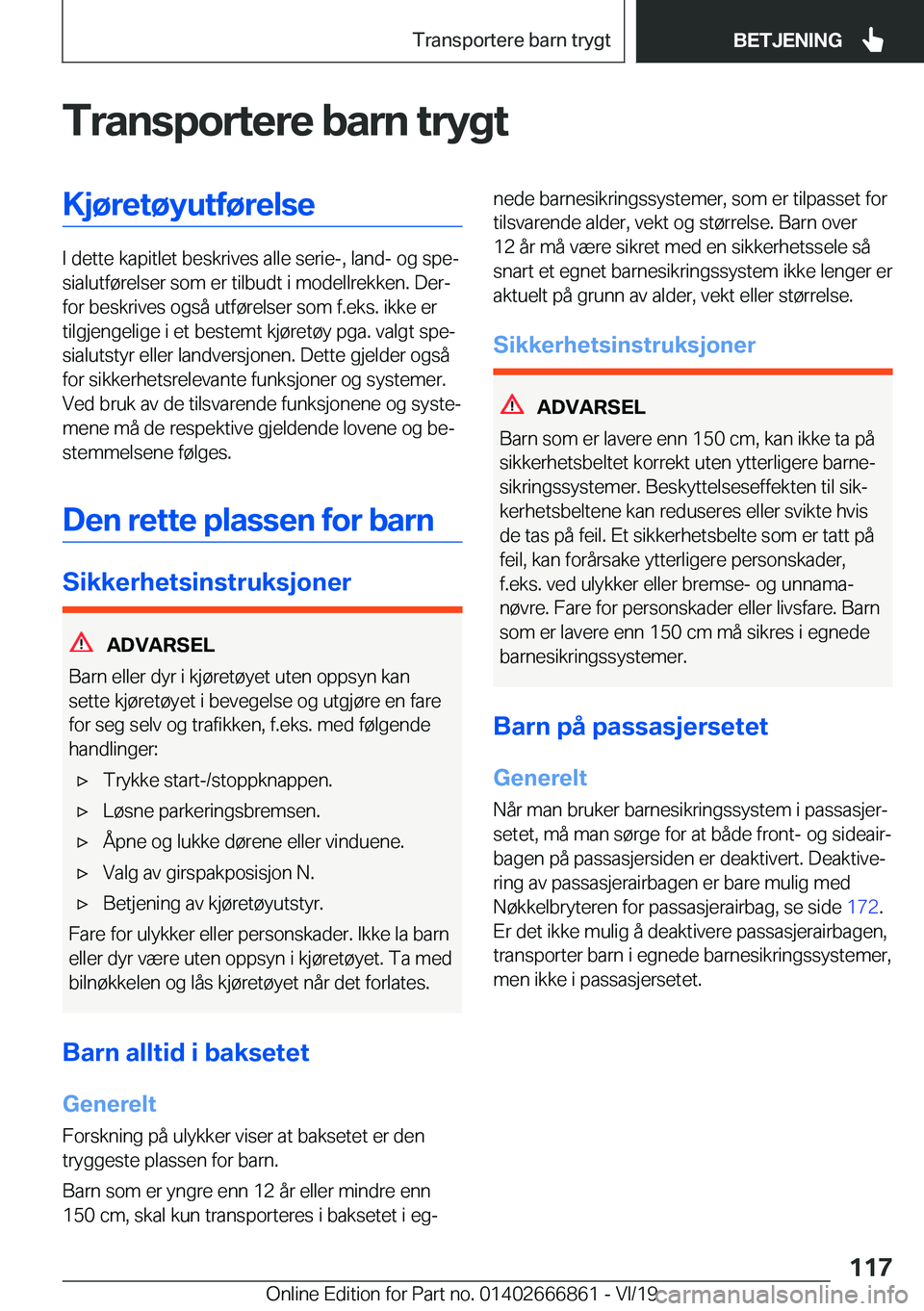 BMW X3 M 2020  InstruksjonsbØker (in Norwegian) �T�r�a�n�s�p�o�r�t�e�r�e��b�a�r�n��t�r�y�g�t�K�j�